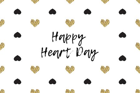 simsearch:400-09089937,k - Valentine greeting card with text, black and gold hearts. Inscription - Happy Heart Day Stock Photo - Budget Royalty-Free & Subscription, Code: 400-08889530