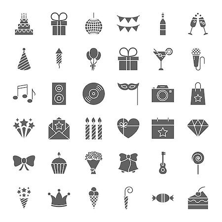 day of calendar with birthday - Birthday Solid Web Icons. Vector Set of Celebration and Party Glyphs. Stock Photo - Budget Royalty-Free & Subscription, Code: 400-08889574
