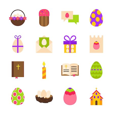 simsearch:400-08414575,k - Happy Easter Holiday Objects. Vector Illustration. Spring Set of Items Isolated over White. Stock Photo - Budget Royalty-Free & Subscription, Code: 400-08889587