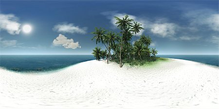 simsearch:400-04241229,k - panorama 360 sea  tropical island  palm trees  sun Fotografie stock - Microstock e Abbonamento, Codice: 400-08889620