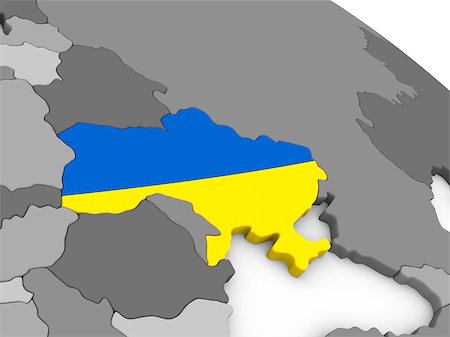 simsearch:400-08889684,k - Map of Ukraine with embedded national flag. 3D illustration Fotografie stock - Microstock e Abbonamento, Codice: 400-08889635