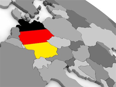simsearch:400-08889684,k - Map of Germany with embedded national flag. 3D illustration Fotografie stock - Microstock e Abbonamento, Codice: 400-08889637