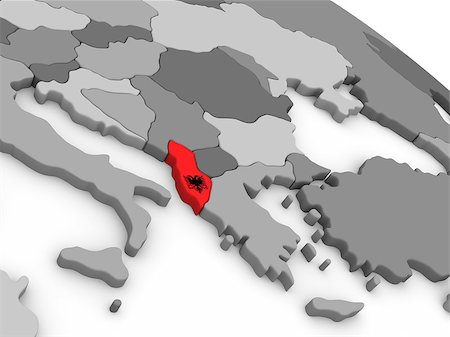 simsearch:400-08889669,k - Map of Albania with embedded national flag. 3D illustration Photographie de stock - Aubaine LD & Abonnement, Code: 400-08889645