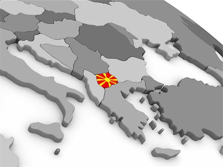 simsearch:400-08889684,k - Map of Macedonia with embedded national flag. 3D illustration Fotografie stock - Microstock e Abbonamento, Codice: 400-08889646