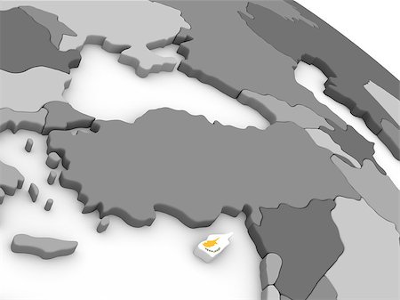 simsearch:400-08889684,k - Map of Cyprus with embedded national flag. 3D illustration Fotografie stock - Microstock e Abbonamento, Codice: 400-08889648