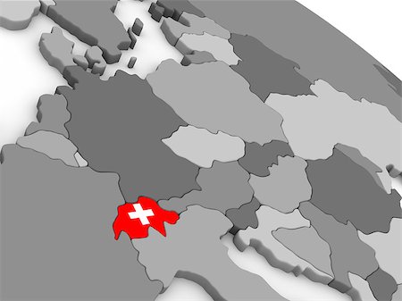 simsearch:400-08889669,k - Map of Switzerland with embedded national flag. 3D illustration Photographie de stock - Aubaine LD & Abonnement, Code: 400-08889640