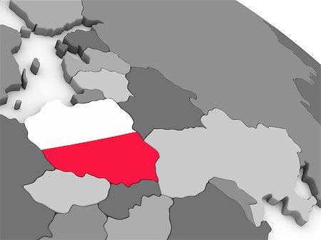 simsearch:400-08887770,k - Map of Poland with embedded national flag. 3D illustration Fotografie stock - Microstock e Abbonamento, Codice: 400-08889641