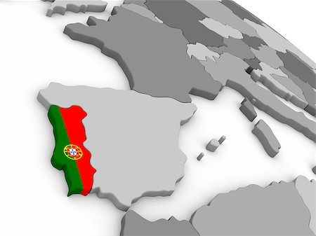 simsearch:400-08889684,k - Map of Portugal with embedded national flag. 3D illustration Fotografie stock - Microstock e Abbonamento, Codice: 400-08889643