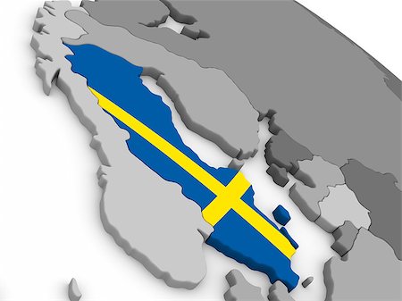 simsearch:400-08887770,k - Map of Sweden with embedded national flag. 3D illustration Fotografie stock - Microstock e Abbonamento, Codice: 400-08889654
