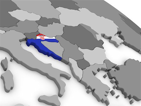 simsearch:400-08889684,k - Map of Croatia with embedded national flag. 3D illustration Fotografie stock - Microstock e Abbonamento, Codice: 400-08889658