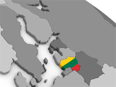 simsearch:400-08889669,k - Map of Lithuania with embedded national flag. 3D illustration Photographie de stock - Aubaine LD & Abonnement, Code: 400-08889652