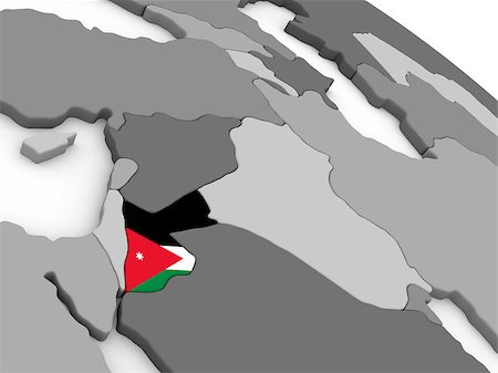 simsearch:400-08889669,k - Map of Jordan with embedded national flag. 3D illustration Photographie de stock - Aubaine LD & Abonnement, Code: 400-08889666