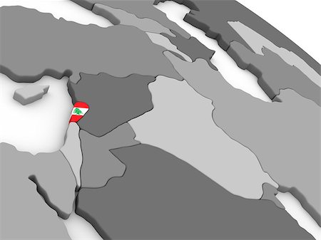 simsearch:400-08889669,k - Map of Lebanon with embedded national flag. 3D illustration Photographie de stock - Aubaine LD & Abonnement, Code: 400-08889667