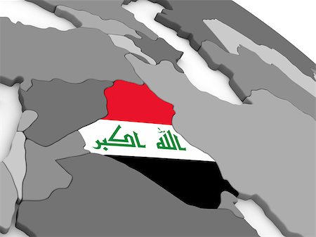 simsearch:400-08889684,k - Map of Iraq with embedded national flag. 3D illustration Fotografie stock - Microstock e Abbonamento, Codice: 400-08889668