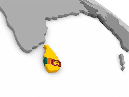 simsearch:400-08888674,k - Map of Sri Lanka with embedded national flag. 3D illustration Stock Photo - Budget Royalty-Free & Subscription, Code: 400-08889674