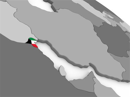 simsearch:400-08888683,k - Map of Kuwait with embedded national flag. 3D illustration Stock Photo - Budget Royalty-Free & Subscription, Code: 400-08889673