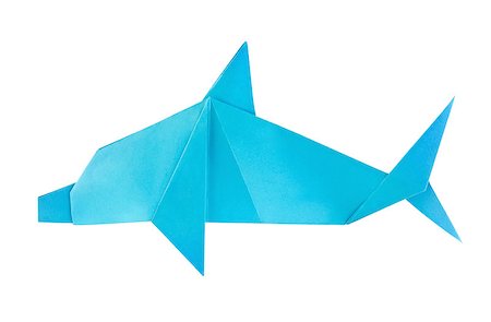 simsearch:400-09170569,k - Blue sea dolphin of origami, isolated on white background Foto de stock - Super Valor sin royalties y Suscripción, Código: 400-08889857