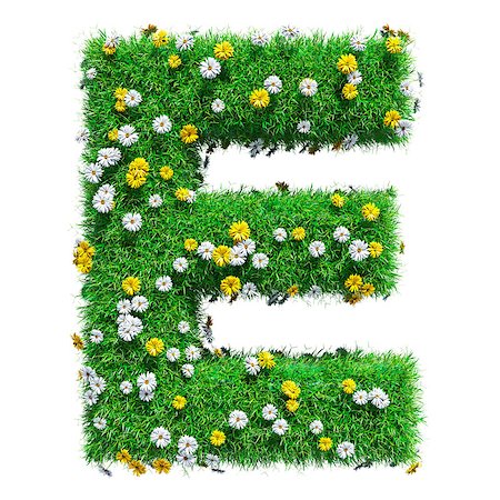 simsearch:400-06062404,k - Letter E Of Green Grass And Flowers. Isolated On White Background. Font For Your Design. 3D Illustration Foto de stock - Super Valor sin royalties y Suscripción, Código: 400-08898725