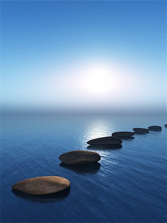 simsearch:400-08286301,k - 3D render of stepping stones in the ocean Stock Photo - Budget Royalty-Free & Subscription, Code: 400-08898987