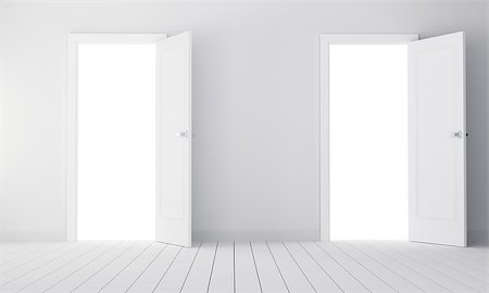 simsearch:400-08284488,k - Two doors in empty room. 3D illustration. Choice concept Stock Photo - Budget Royalty-Free & Subscription, Code: 400-08899192