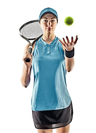 one young caucasian tennis woman isolated in silhouette on white background Photographie de stock - Aubaine LD & Abonnement, Code: 400-08899391