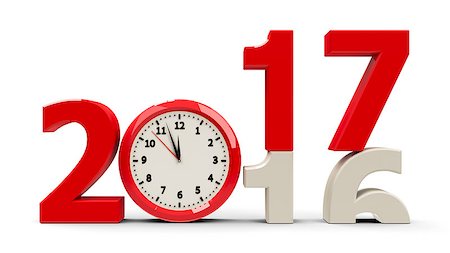 simsearch:400-07676918,k - 2016-2017 change with clock dial represents coming new year 2017, three-dimensional rendering, 3D illustration Stock Photo - Budget Royalty-Free & Subscription, Code: 400-08899616