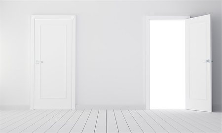 simsearch:400-08284488,k - Two doors in empty room. 3D illustration. Choice concept Stock Photo - Budget Royalty-Free & Subscription, Code: 400-08899706