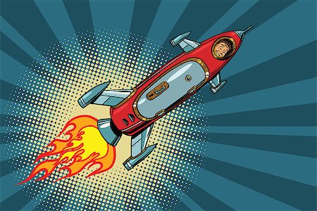 simsearch:400-08786212,k - Vintage astronaut in a small spaceship in space. pop art retro comic book vector illustration. Science and flights to other planets Photographie de stock - Aubaine LD & Abonnement, Code: 400-08890130