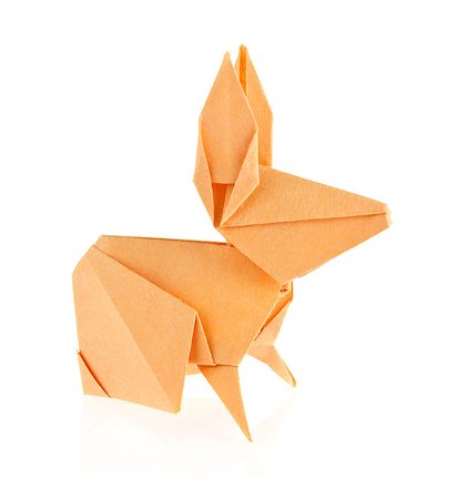 simsearch:400-09170569,k - Orange easter bunny of origami, isolated on white background Foto de stock - Super Valor sin royalties y Suscripción, Código: 400-08890171