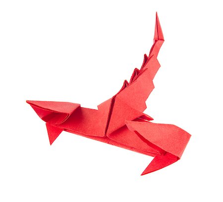 simsearch:400-09170569,k - Red scorpion of origami, isolated white background Foto de stock - Super Valor sin royalties y Suscripción, Código: 400-08890194