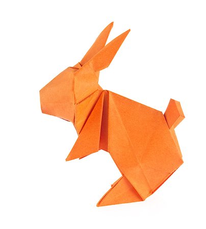 simsearch:400-09170569,k - Orange easter bunny of origami, isolated on white background Foto de stock - Super Valor sin royalties y Suscripción, Código: 400-08890244