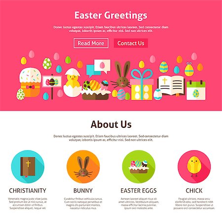 simsearch:400-08414575,k - Easter Greeting Website Design. Flat Style Vector Illustration for Website Banner and Landing Page. Spring Holiday. Stock Photo - Budget Royalty-Free & Subscription, Code: 400-08890397