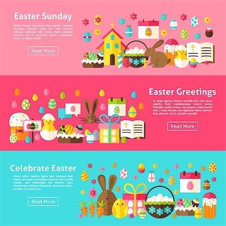 simsearch:400-05040794,k - Easter Greetings Web Horizontal Banners. Flat Style Vector Illustration for Website Header. Spring Holiday Objects. Stock Photo - Budget Royalty-Free & Subscription, Code: 400-08890393
