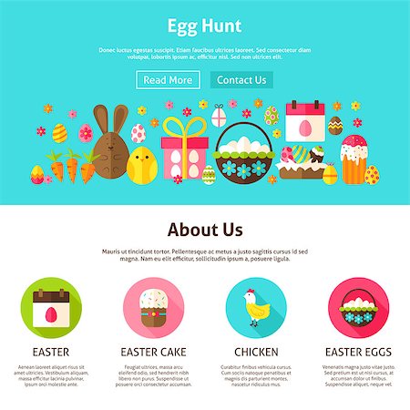 simsearch:400-08414575,k - Web Design Egg Hunt. Flat Style Vector Illustration for Website Banner and Landing Page. Happy Easter. Stock Photo - Budget Royalty-Free & Subscription, Code: 400-08890424