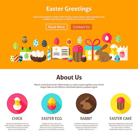 simsearch:400-08414575,k - Web Design Easter Greeting. Flat Style Vector Illustration for Website Banner and Landing Page. Spring Holiday. Stock Photo - Budget Royalty-Free & Subscription, Code: 400-08890422