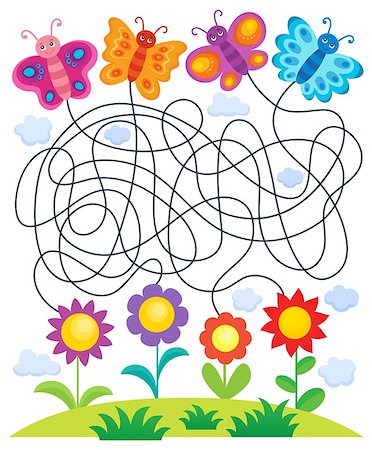 simsearch:400-04235844,k - Maze 24 with butterflies and flowers - eps10 vector illustration. Photographie de stock - Aubaine LD & Abonnement, Code: 400-08890914