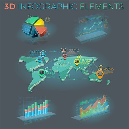 Infographic elements collection, corporate vector 3D illustration. Foto de stock - Super Valor sin royalties y Suscripción, Código: 400-08890976