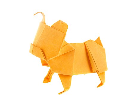 simsearch:400-09170569,k - Orange dog bulldog of origami, isolated on white background. Foto de stock - Super Valor sin royalties y Suscripción, Código: 400-08891035