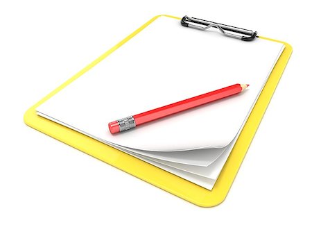 simsearch:400-09224024,k - Yellow clipboard and blank paper. 3D render illustration isolated on white background Stock Photo - Budget Royalty-Free & Subscription, Code: 400-08891055