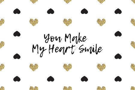 simsearch:400-09089937,k - Valentine greeting card with text, black and gold hearts. Inscription - You Make My Heart Smile Stock Photo - Budget Royalty-Free & Subscription, Code: 400-08891348