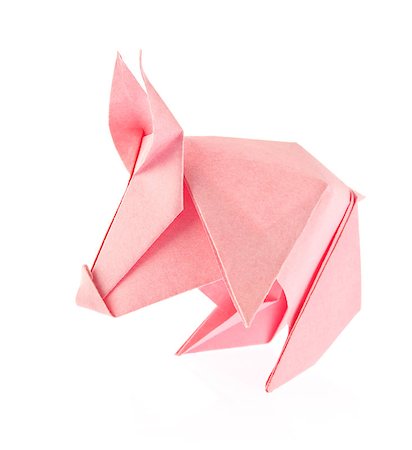 simsearch:400-09170569,k - Pink pig of origami, isolated on white background. Foto de stock - Super Valor sin royalties y Suscripción, Código: 400-08891374