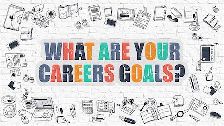 simsearch:400-08891463,k - What are Your Careers Goals - Multicolor Concept with Doodle Icons Around on White Brick Wall Background. Modern Illustration with Elements of Doodle Design Style. Foto de stock - Super Valor sin royalties y Suscripción, Código: 400-08891482