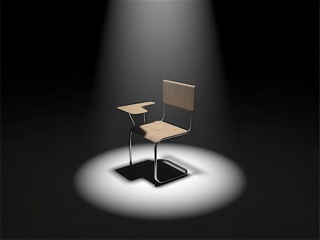 empty school chair - 3d illustration of simple classroom chair under light. Stock Photo - Budget Royalty-Free & Subscription, Code: 400-08891594