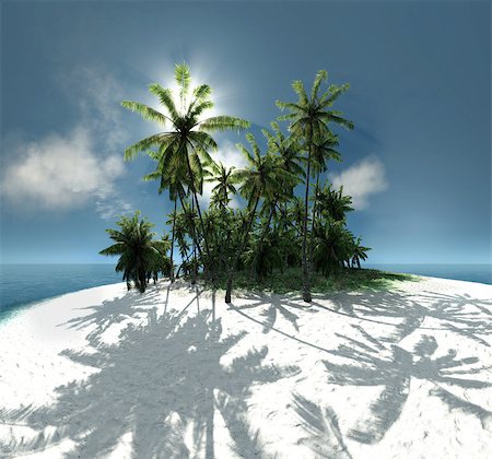 simsearch:400-04241229,k - sea tropical island palm trees sun 3D illustration Fotografie stock - Microstock e Abbonamento, Codice: 400-08892535