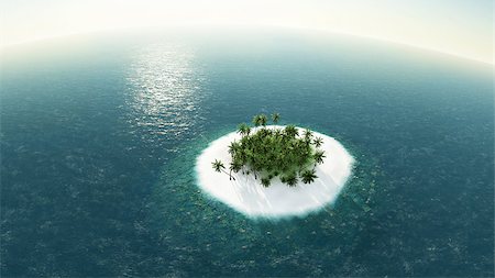 simsearch:400-04241229,k - sea tropical island palm trees sun 3D illustration Fotografie stock - Microstock e Abbonamento, Codice: 400-08892532