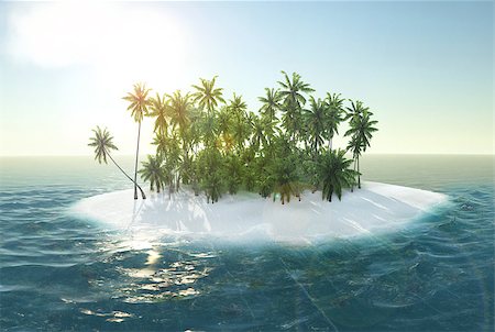 simsearch:400-04241229,k - sea tropical island palm trees sun landscape 3d rendering Fotografie stock - Microstock e Abbonamento, Codice: 400-08892533