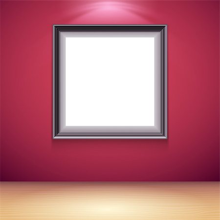 simsearch:400-08752677,k - Blank white poster on red wall in museum or gallery interior. Poster mock-up template Stock Photo - Budget Royalty-Free & Subscription, Code: 400-08892751