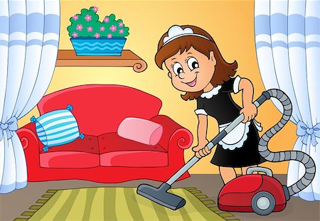 simsearch:614-07806122,k - Cleaning lady theme image 4 - eps10 vector illustration. Stockbilder - Microstock & Abonnement, Bildnummer: 400-08892875