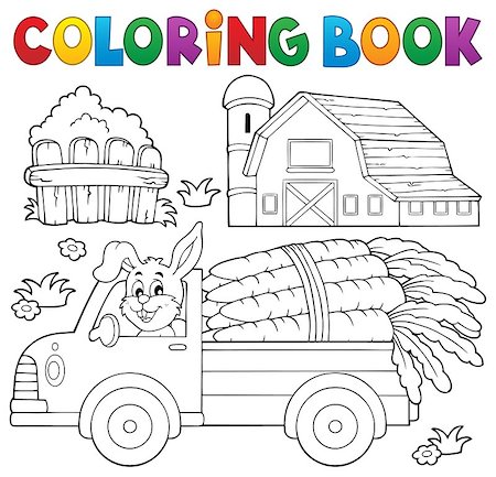 painted truck - Coloring book farm truck with carrots - eps10 vector illustration. Stock Photo - Budget Royalty-Free & Subscription, Code: 400-08892878