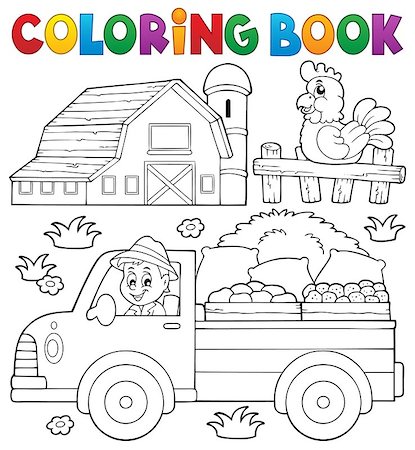 painted truck - Coloring book with farm truck - eps10 vector illustration. Stock Photo - Budget Royalty-Free & Subscription, Code: 400-08892887